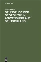 Book cover of Grundzüge der Geopolitik in Anwendung auf Deutschland by Hans Simmer