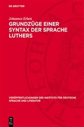 Book cover of Grundzüge einer Syntax der Sprache Luthers by Johannes Erben