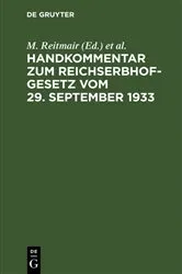 Book cover of Handkommentar zum Reichserbhofgesetz vom 29. September 1933 by Unknown