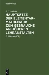 Book cover of Hauptsätze der Elementar-Mathematik zum Gebrauche an höheren Lehranstalten (24th ed.) by Unknown