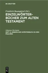 Book cover of Hebräiches Wörterbuch zu den Psalmen (2nd ed.) by Johannes Herrmann