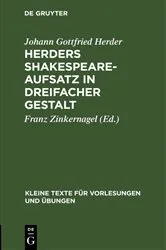 Book cover of Herders Shakespeare-Aufsatz in dreifacher Gestalt by Johann Gottfried Herder