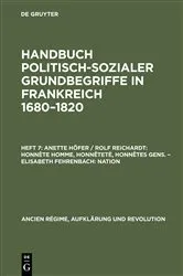 Book cover of Honnête homme, Honnêteté, Honnêtes gens. Nation by Anette Höfer