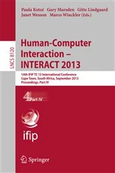 Book cover of Human-Computer Interaction -- INTERACT 2013 by Paula Kotzé