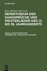 Book cover of Katalog der Texte. Jüngerer Teil. Hans Sachs (3401-6278) by Horst Brunner