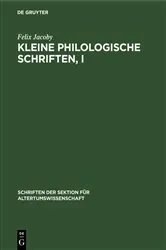 Book cover of Kleine Philologische Schriften, I by Unknown