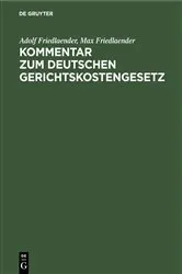 Book cover of Kommentar zum Deutschen Gerichtskostengesetz by Adolf Friedlaender