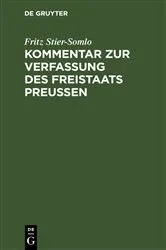 Book cover of Kommentar zur Verfassung des Freistaats Preußen by Unknown