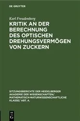 Book cover of Kritik an der Berechnung des optischen Drehungsvermögen von Zuckern by Karl Freudenberg