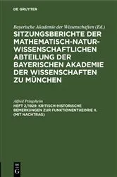 Book cover of Kritisch-historische Bemerkungen zur Funktionentheorie II. (mit Nachtrag) by Alfred Pringsheim