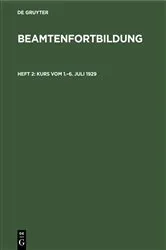 Book cover of Kurs vom 1.–6. Juli 1929 by Staatsministeriums des Innern