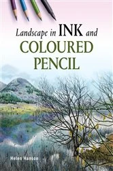 Book cover of Landscape in Ink and Coloured Pencil by Helen Hanson