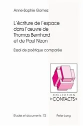 Book cover of L’écriture de l’espace dans l’œuvre de Thomas Bernhard et de Paul Nizon by Jean-Marie Valentin