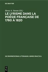 Book cover of Le lyrisme dans la poésie française de 1760 à 1820 by Henry A. Stavan