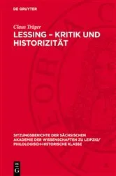Book cover of Lessing – Kritik und Historizität by Claus Träger