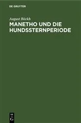 Book cover of Manetho und die Hundssternperiode by August Böckh