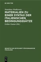 Book cover of Materialien zu einer Syntax der italienischen Bedingungssätze by Stanislaus Wedkiewicz