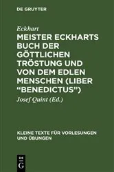 Book cover of Meister Eckharts Buch der göttlichen Tröstung und von dem edlen Menschen (Liber “Benedictus”) by Eckhart
