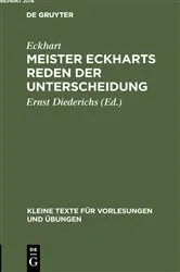 Book cover of Meister Eckharts Reden der Unterscheidung by Eckhart