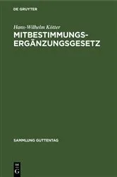 Book cover of Mitbestimmungs-Ergänzungsgesetz by Unknown