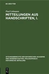 Book cover of Mitteilungen aus Handschriften, I. by Paul Lehmann