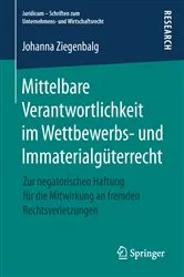 Book cover of Mittelbare Verantwortlichkeit im Wettbewerbs- und Immaterialgüterrecht by Johanna Ziegenbalg