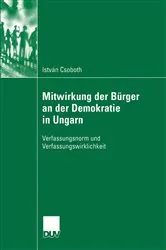 Book cover of Mitwirkung der Bürger an der Demokratie in Ungarn by István Csoboth
