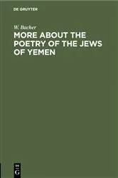 Book cover of More about the Poetry of the Jews of Yemen by W. Bacher