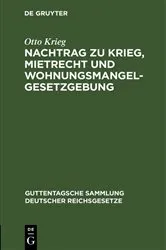 Book cover of Nachtrag zu Krieg, Mietrecht und Wohnungsmangelgesetzgebung by Otto Krieg