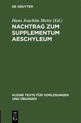 Book cover of Nachtrag zum Supplementum Aeschyleum by Hans Joachim Mette