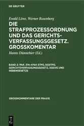 Book cover of Par. 374–474a StPO, EGStPO, Gerichtsverfassungsgesetz, EGGVG und Nebengesetze (21st ed.) by Hanns Dünnebier