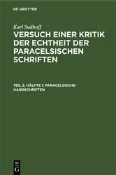 Book cover of Paracelsische-Handschriften by Karl Sudhoff
