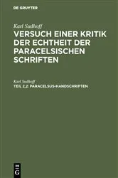 Book cover of Paracelsus-Handschriften by Karl Sudhoff
