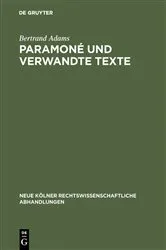 Book cover of Paramoné und verwandte Texte by Bertrand Adams