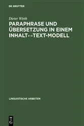Book cover of Paraphrase und Übersetzung in einem Inhalt↔Text-Modell by Unknown