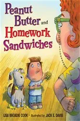 Book cover of Peanut Butter and Homework Sandwiches by Lisa Broadie Cook