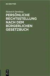 Book cover of Persönliche Rechtsstellung nach dem Bürgerlichen Gesetzbuch by Unknown