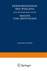 Book cover of Phänomenologie des Wollens (3rd ed.) by A. Pfänder