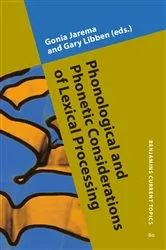 Book cover of Phonological and Phonetic Considerations of Lexical Processing by Unknown