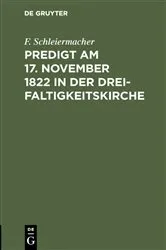 Book cover of Predigt am 17. November 1822 in der Dreifaltigkeitskirche by F. Schleiermacher