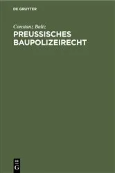 Book cover of Preußisches Baupolizeirecht by Constanz Baltz