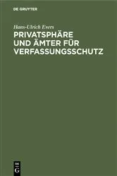 Book cover of Privatsphäre und Ämter für Verfassungsschutz by Hans-Ulrich Evers