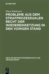 Book cover of Probleme aus dem strafprozessualen Recht der Wiedereinsetzung in den vorigen Stand by Unknown