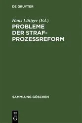 Book cover of Probleme der Strafprozeßreform by Hans Lüttger