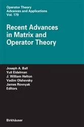 Book cover of Recent Advances in Matrix and Operator Theory by Joseph A. Ball
