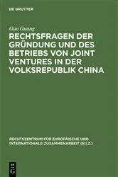 Book cover of Rechtsfragen der Gründung und des Betriebs von Joint Ventures in der Volksrepublik China by Guo Guang