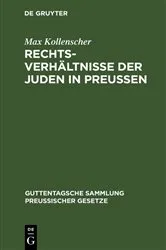 Book cover of Rechtsverhältnisse der Juden in Preußen by Max Kollenscher