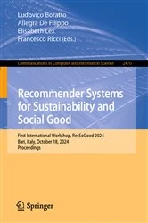 Book cover of Recommender Systems for Sustainability and Social Good by Ludovico Boratto