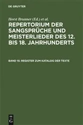 Book cover of Register zum Katalog der Texte by Horst Brunner