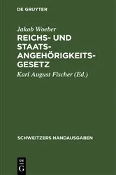Book cover of Reichs- und Staatsangehörigkeitsgesetz (5th ed.) by Jakob Woeber